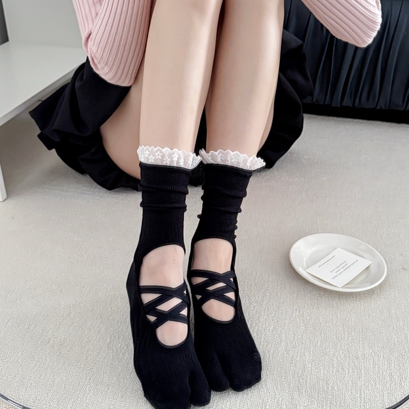 Lace Trim Split Toe Yoga Socks - Yoga Mat review and price