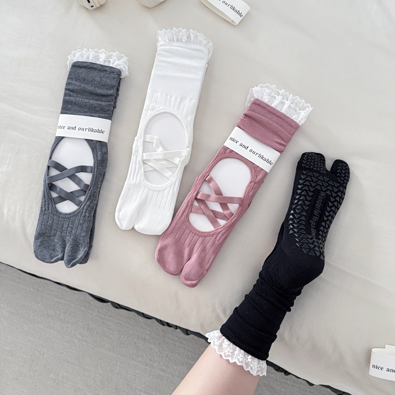 Lace Trim Split Toe Yoga Socks - Yoga Mat review and price