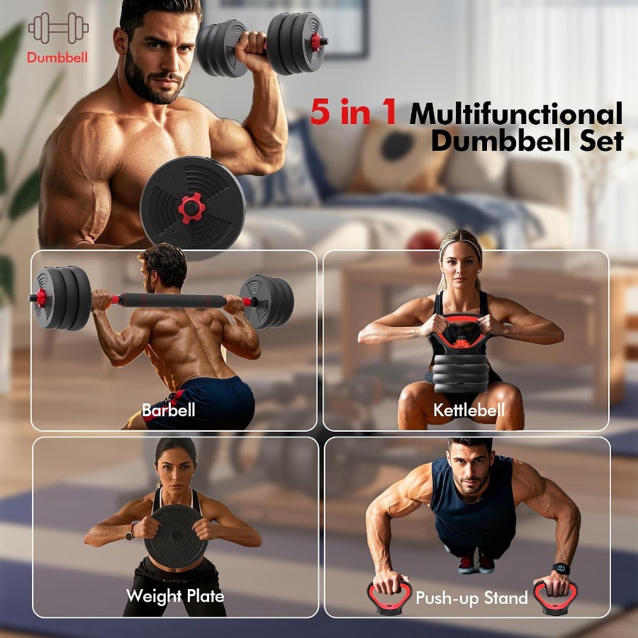 Adjustable Dumbbells Set, 60LB - Dumbbell Set review and price